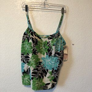 NWT Body ID Swim Tankini Top Plus size 1X Multicolor Floral Green Blue White